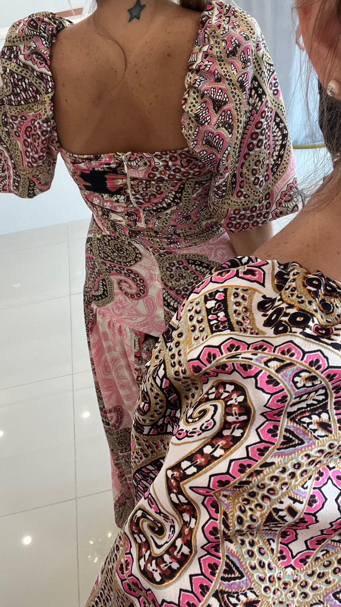 Satin Printed Maxi Dress