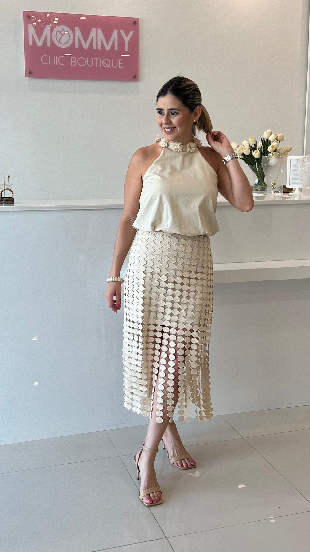 Midi Circles Skirt Natural