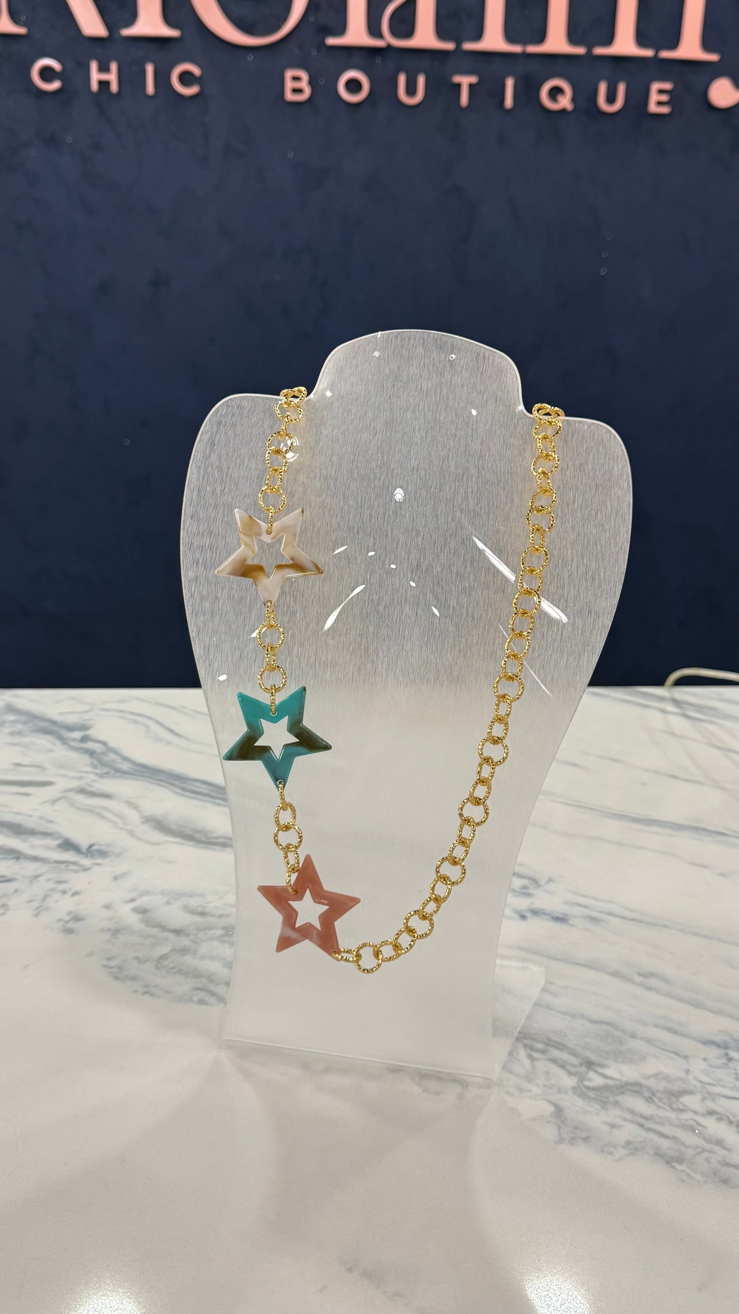 Stars Chain Necklace Gold