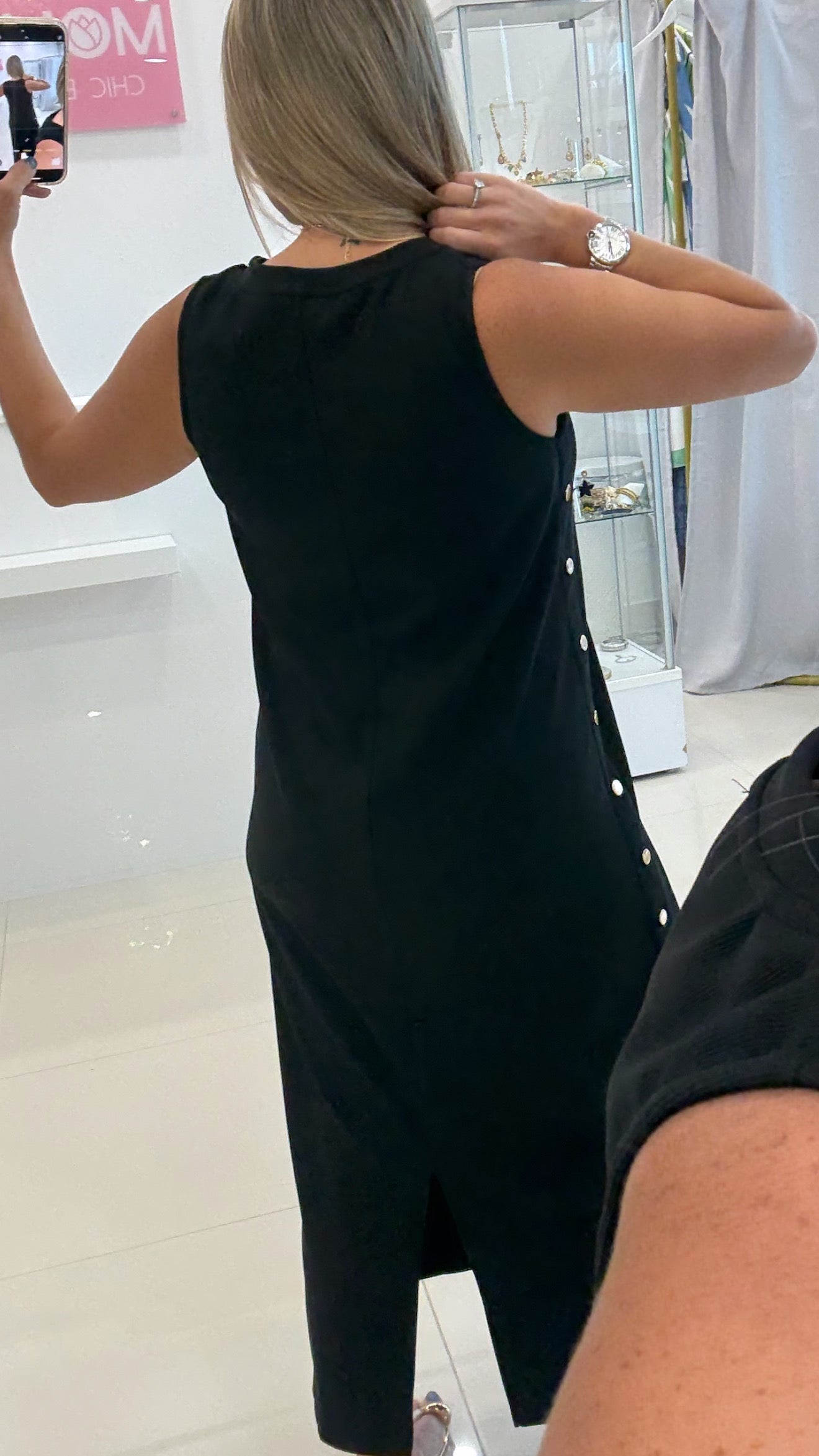 Button Sides Maxi Dress Black