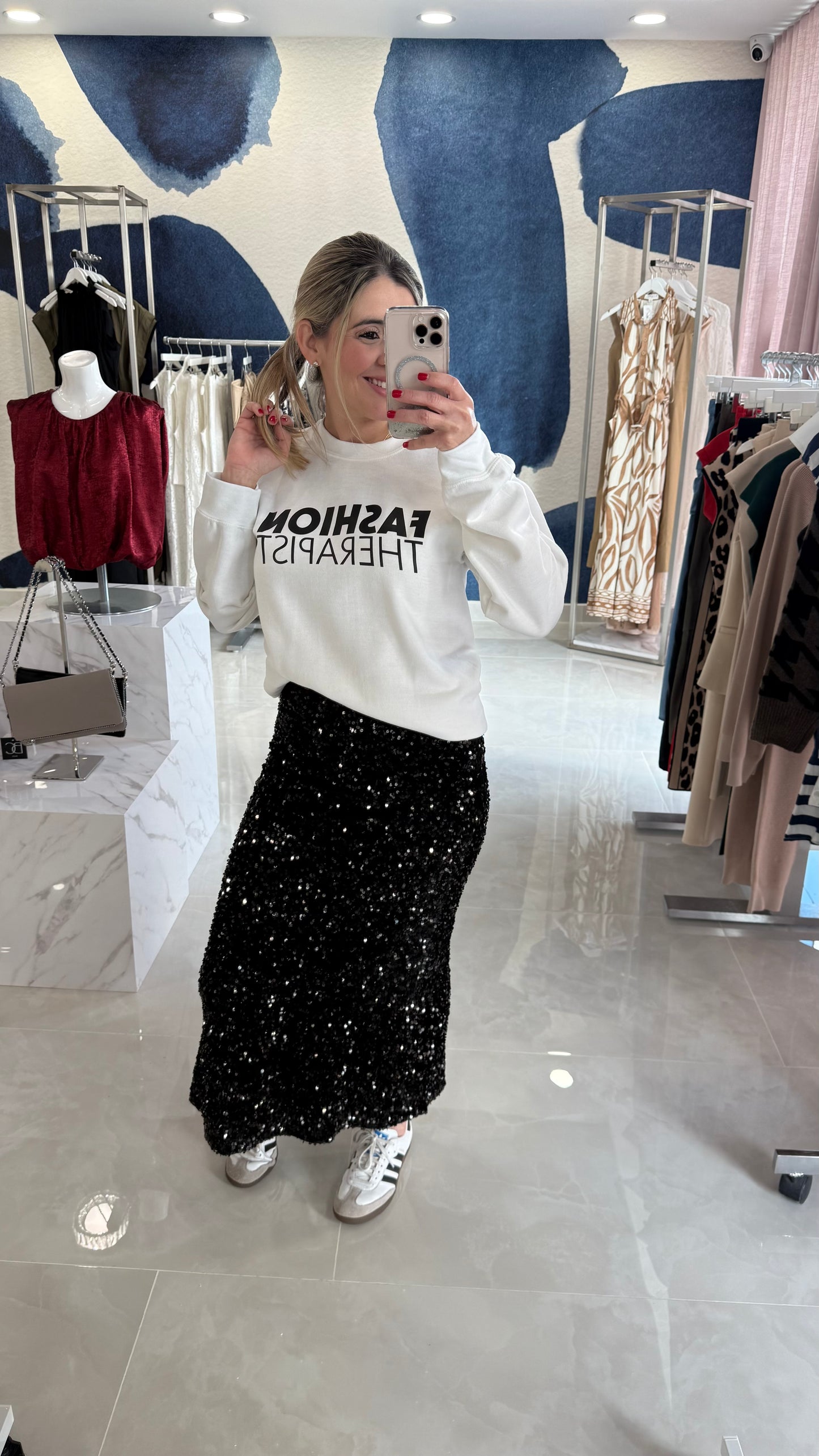 Sequin Maxi Skirt Black