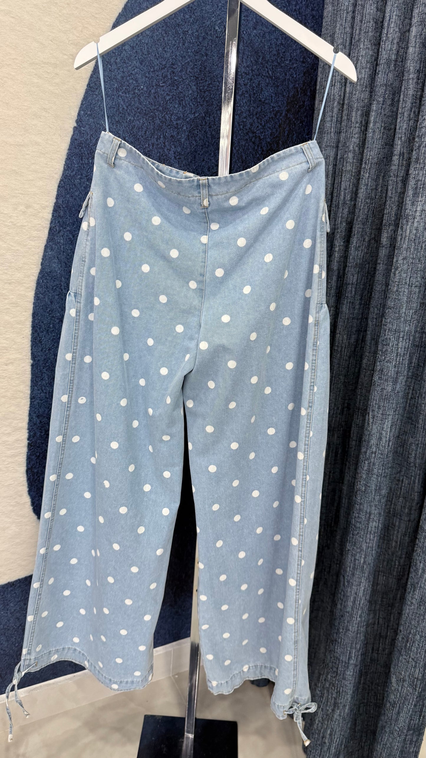 Polka Dots Denim With Drawstring