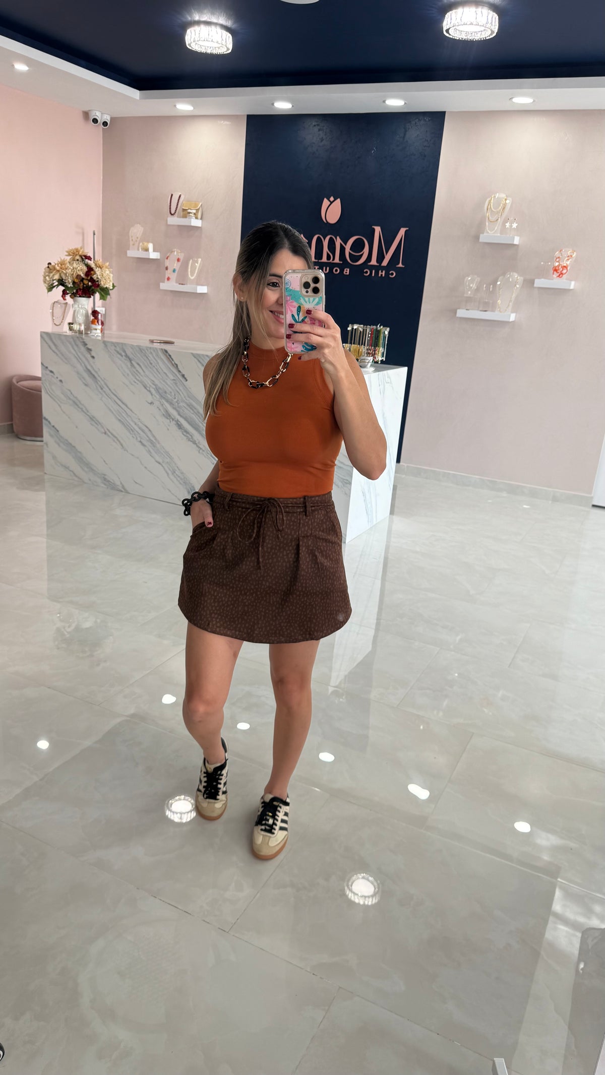 Fawn Print Skort Brown