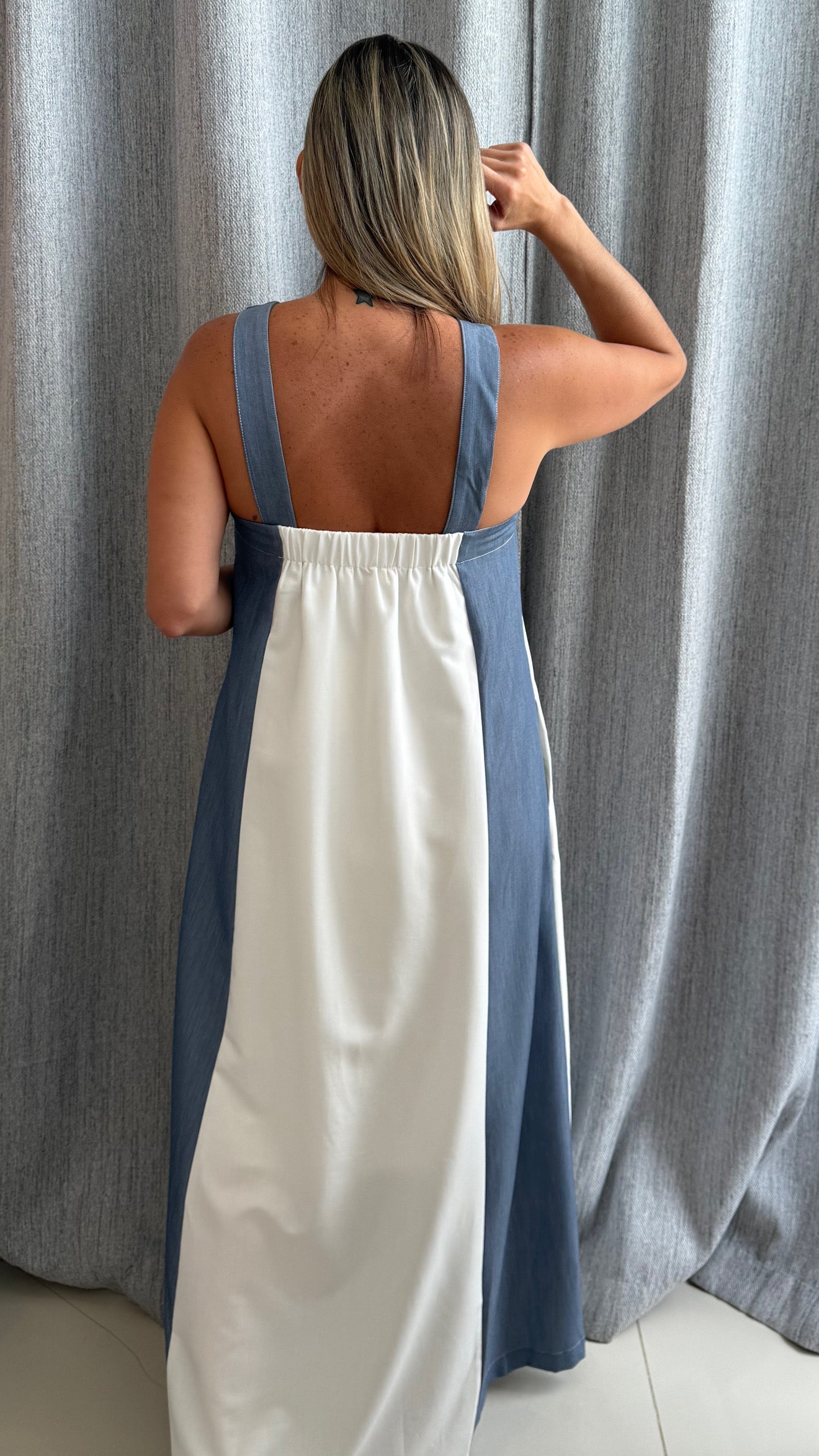 Halter Neck Maxi Dress Denim