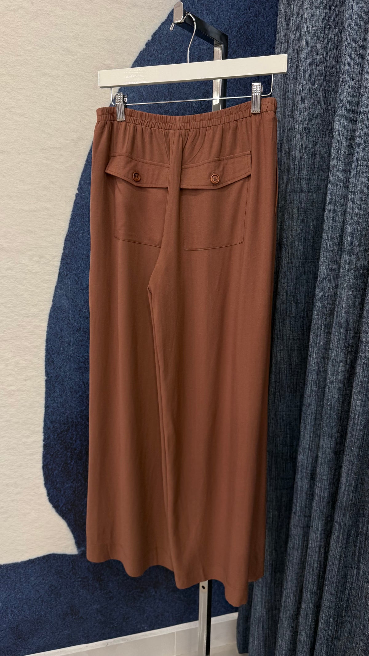 Pleated Waist Wide Leg Pant Brown