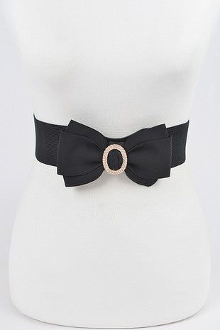 Rhinestone Bow Buckle Stretch Belt