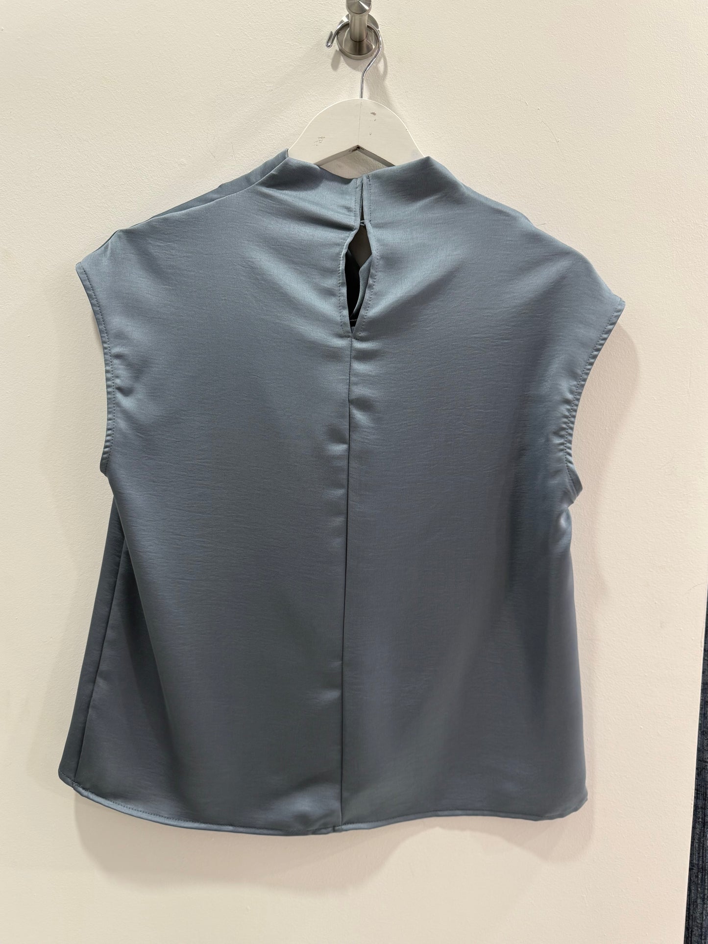 Cowl Neck Satin Top Slate Blue
