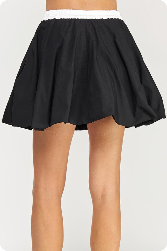 Color Block Bubble Skort Black