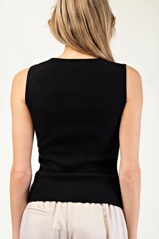 Square Neck Tank Top Black