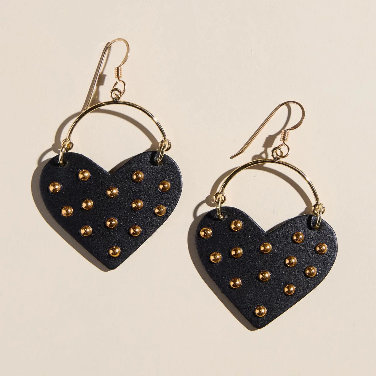 Leather Stud Heart Earring