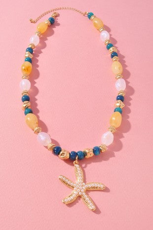 Starfish With Pearls Beaded Necklace