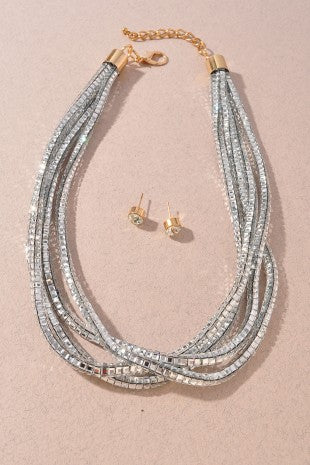 Rhinestone Rope Layered Necklace