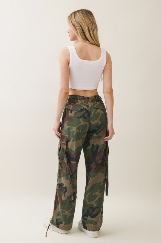 Wide Leg Camo Cargo Pant