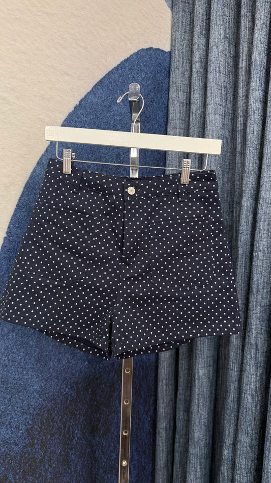 Polka Dot Denim Short Navy
