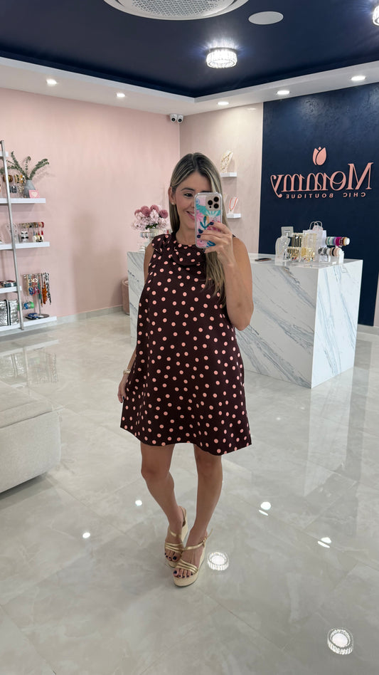 Polka Dot Dress Burgundy