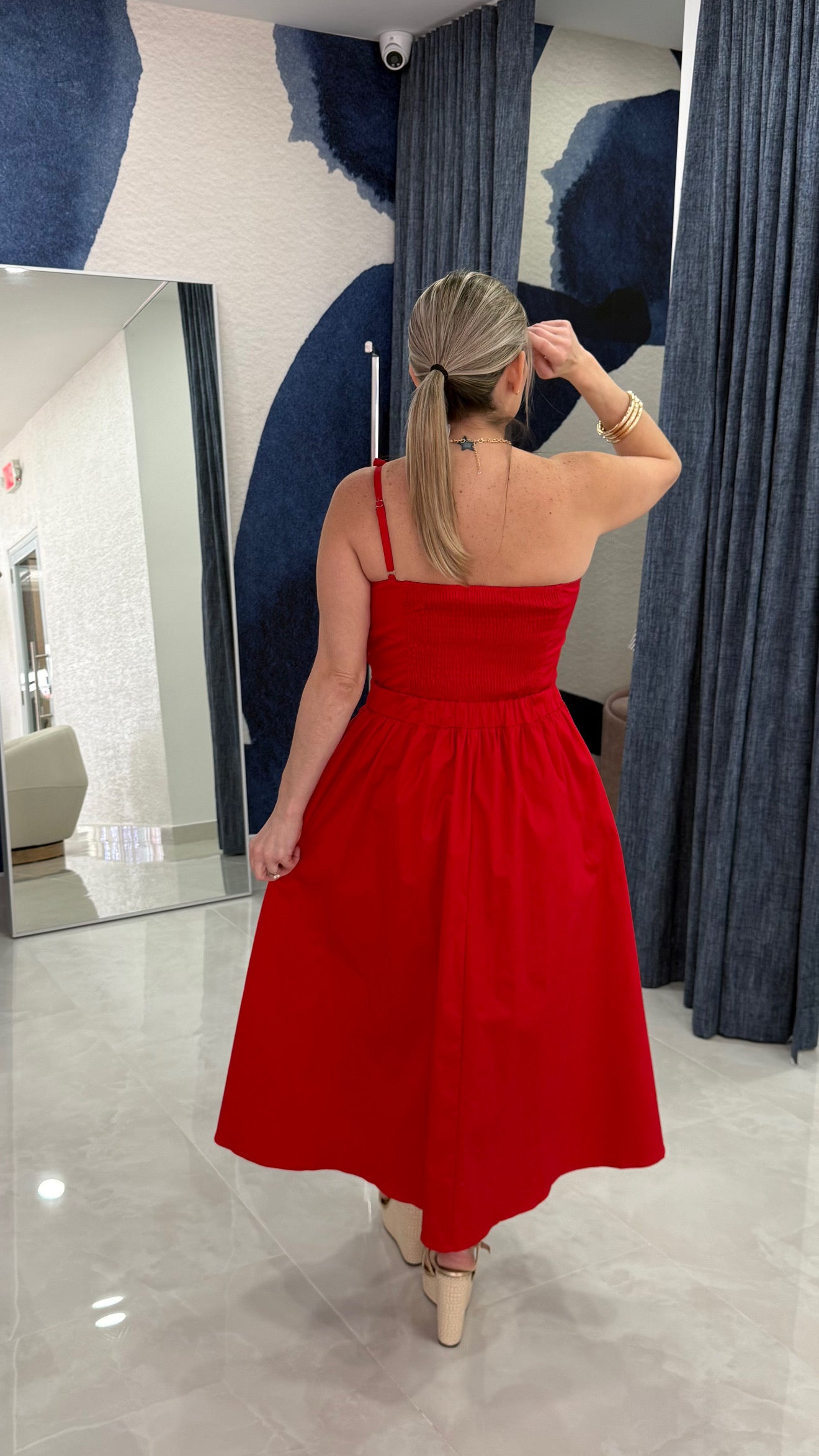 Bow Midi Dress Red