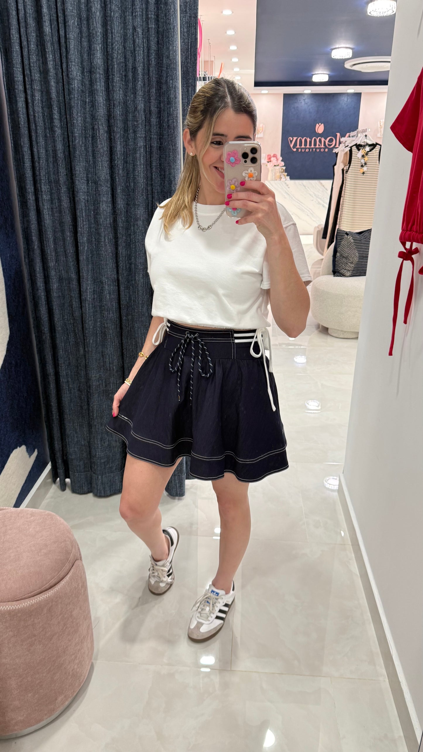Contrast Navy Skort