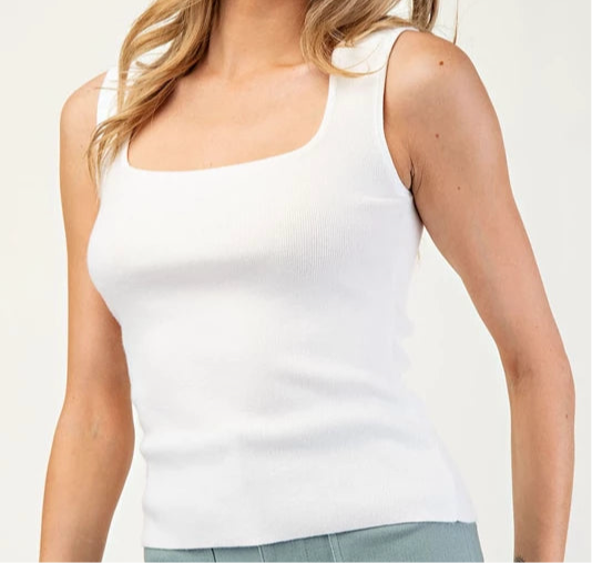 Square Neck Top Tank Off White