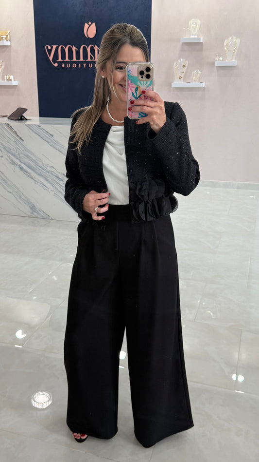 Tweed Petal Jacket Black
