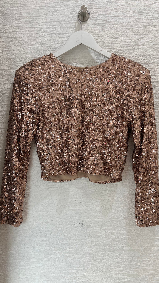 Long Sleeve Sequin Padded Top Cooper Rose