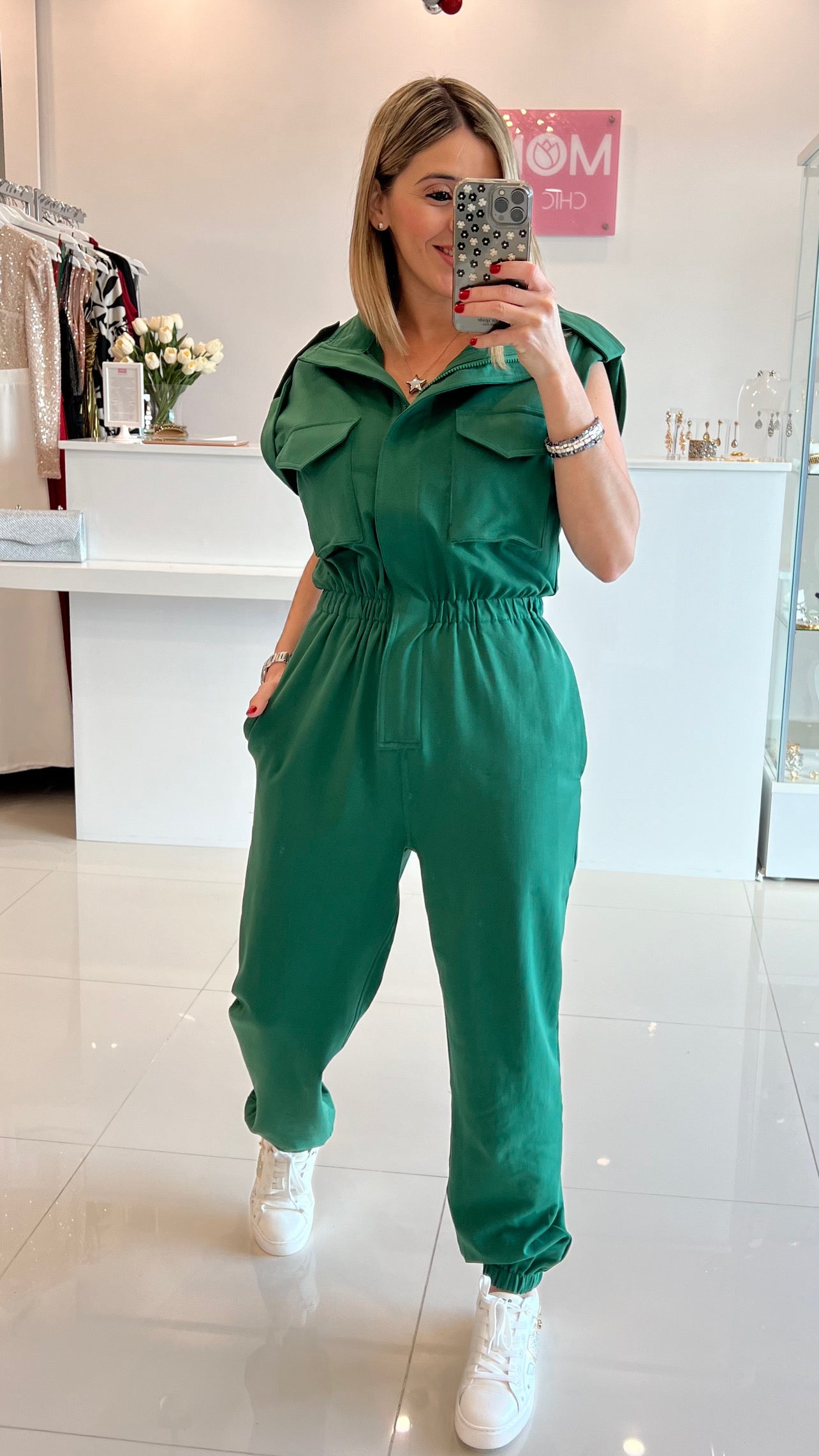 Cargo Jogger Jumpsuit Green