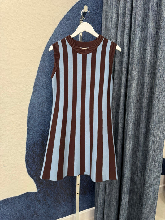 Knitted Striped Dress Brown / Blue