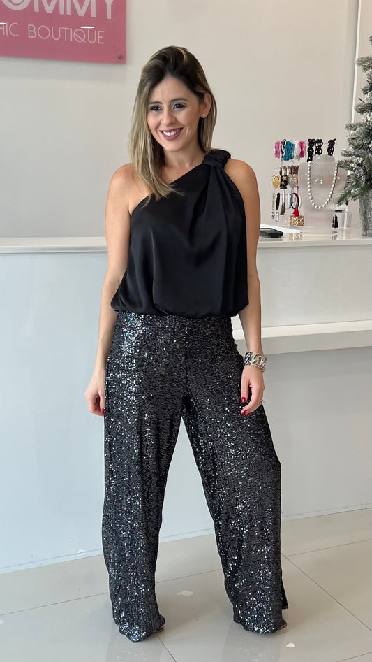 Sequin Pant Black