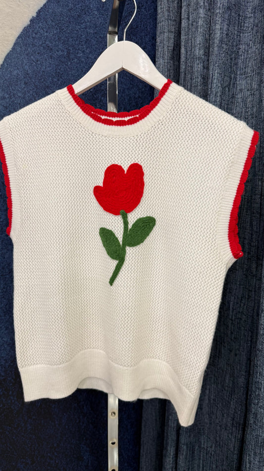 Tulip Embroidery Crochet Top