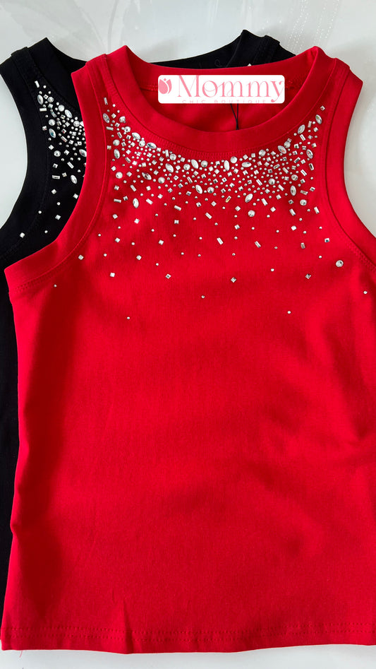 Top Tank With Rhinestone