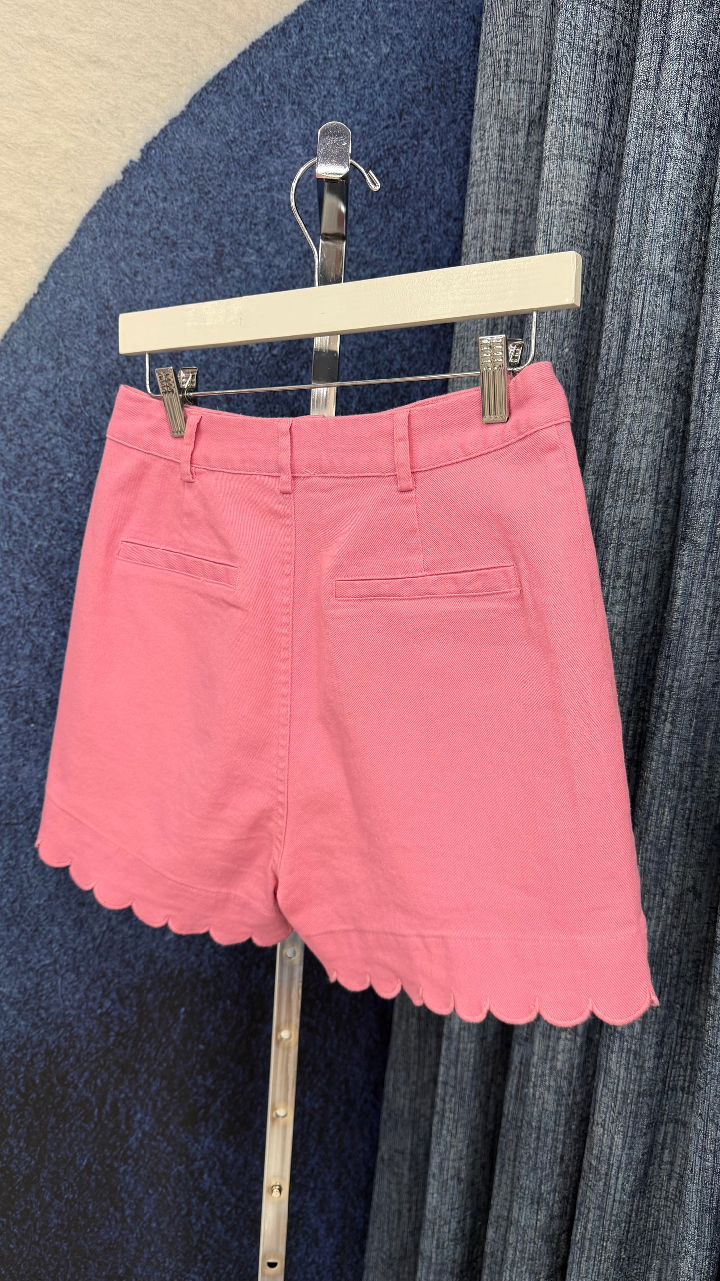 Scalloped Detail Denim Short Pink