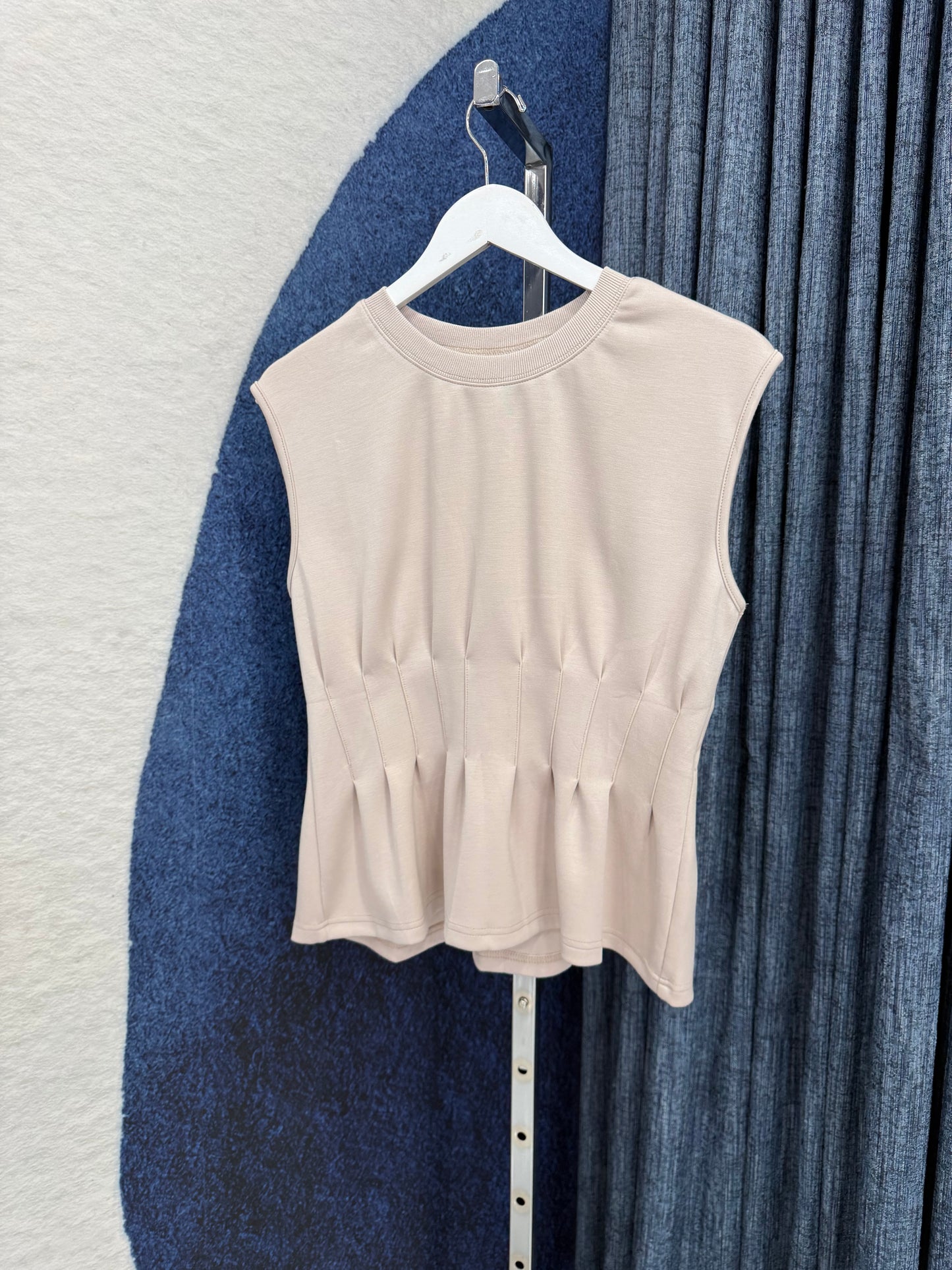 Peplum Knit Top Almond