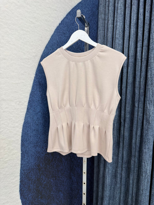 Peplum Knit Top Almond