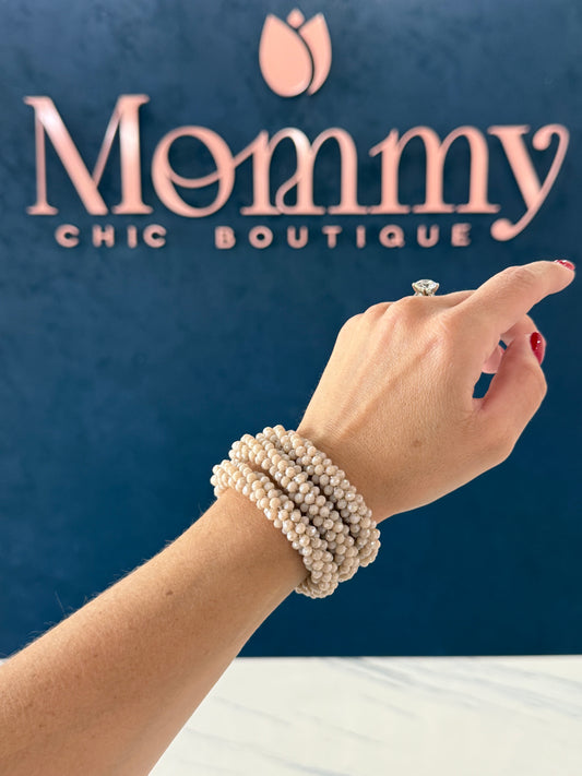 Cream Beaded Bundle Bracelet
