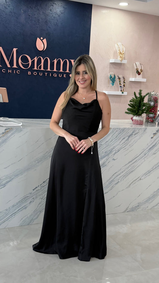 Satin Maxi Dress Black