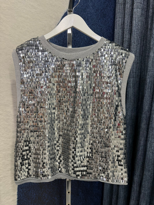 Sequins Top Silver