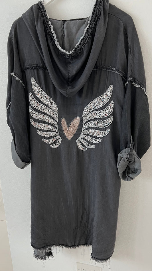 Sequins Wings Cardigan - Italia Collection Black