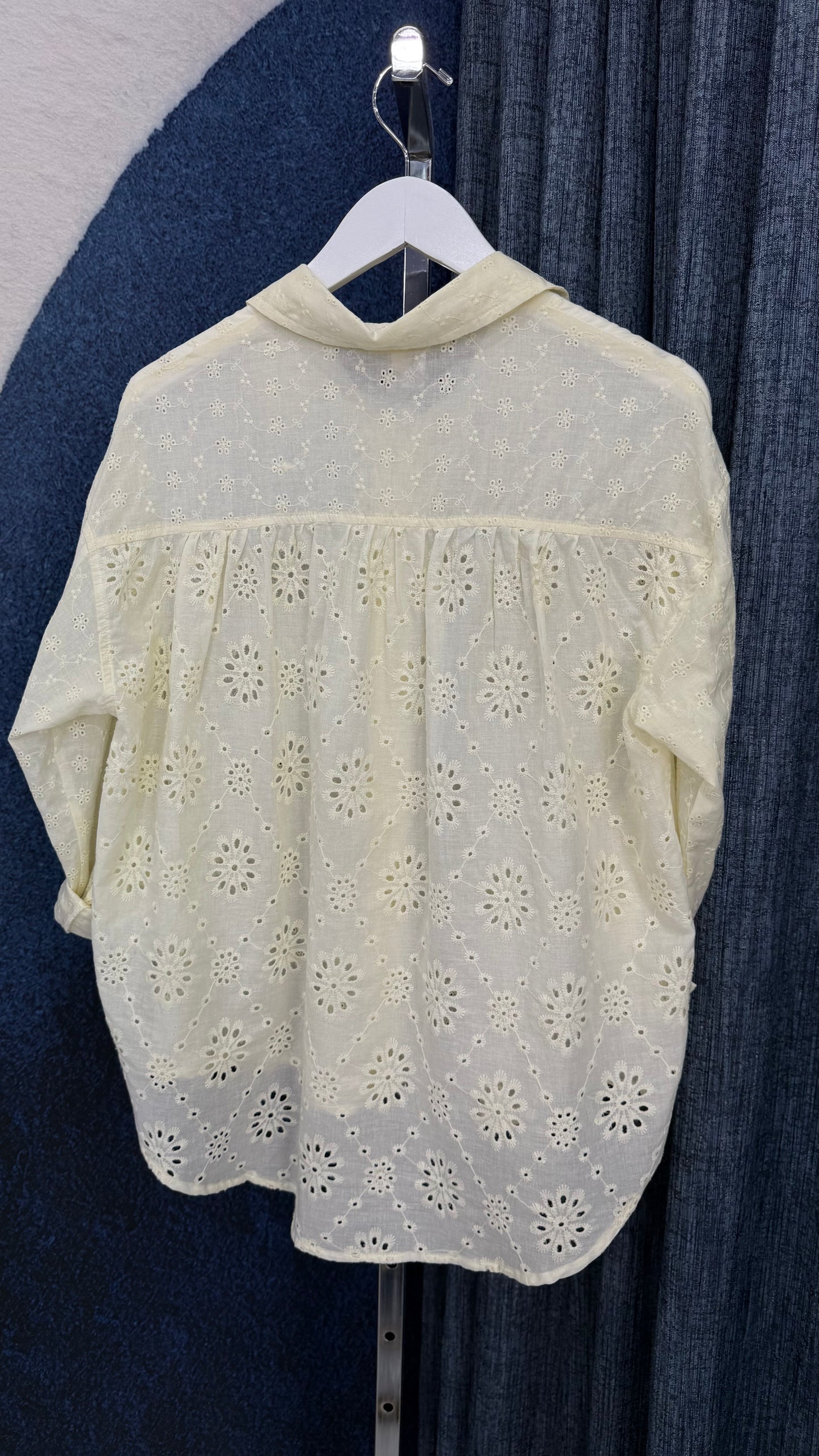 Eyelet Long Sleeve Top Butter Yellow