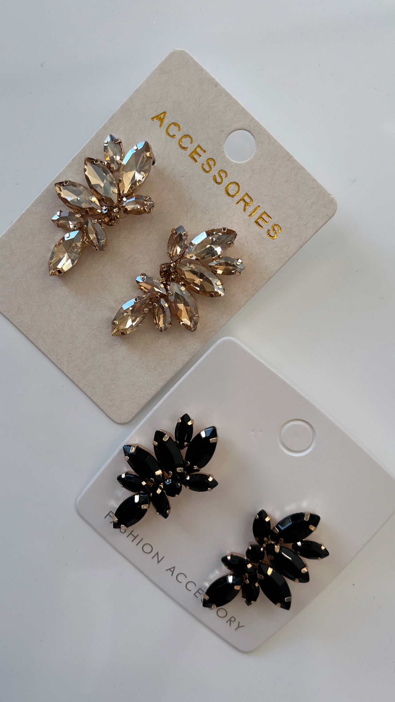 Rhinestone Petal Earrings