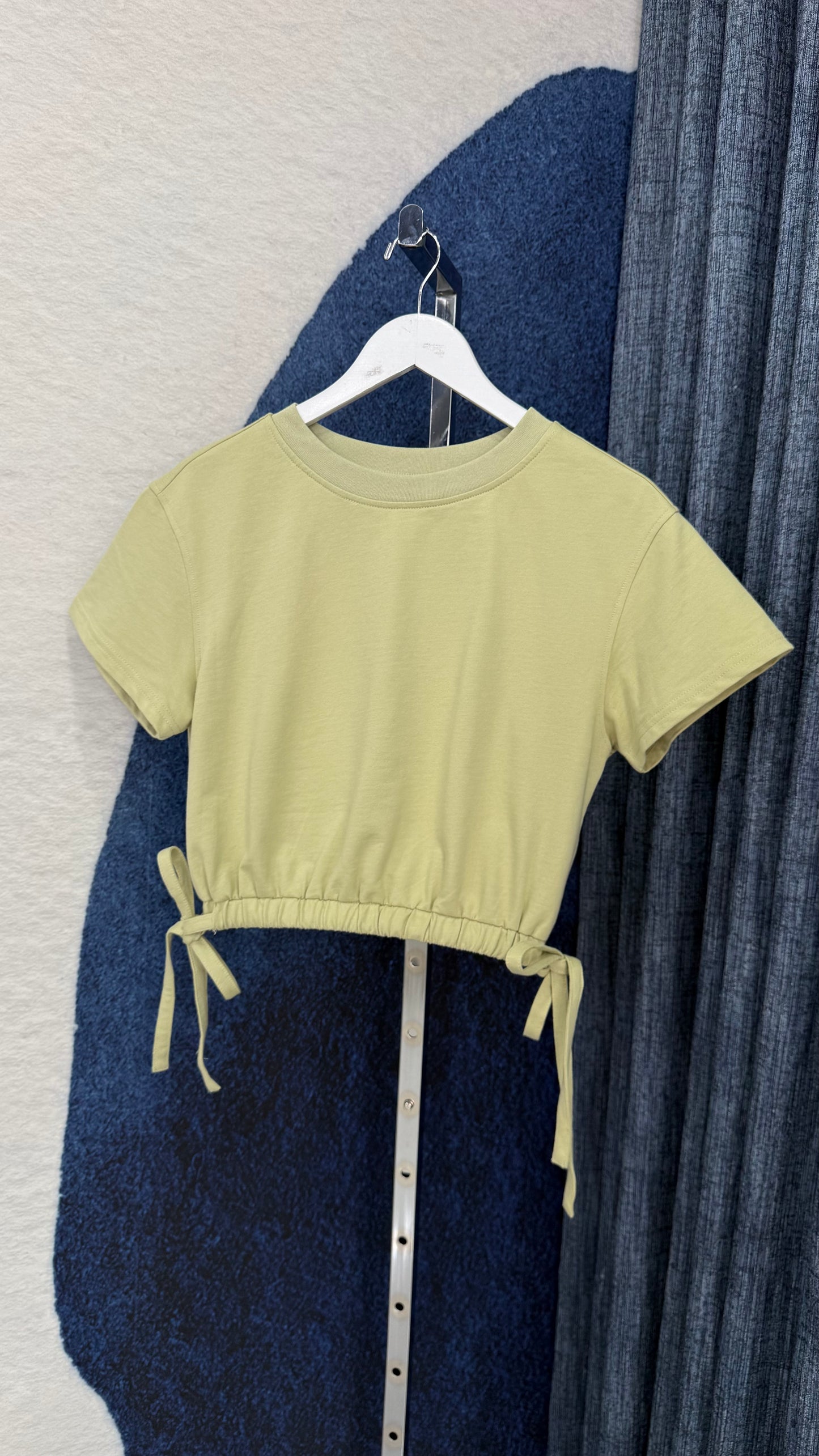 Drawstring Waist Cotton Top Avocado
