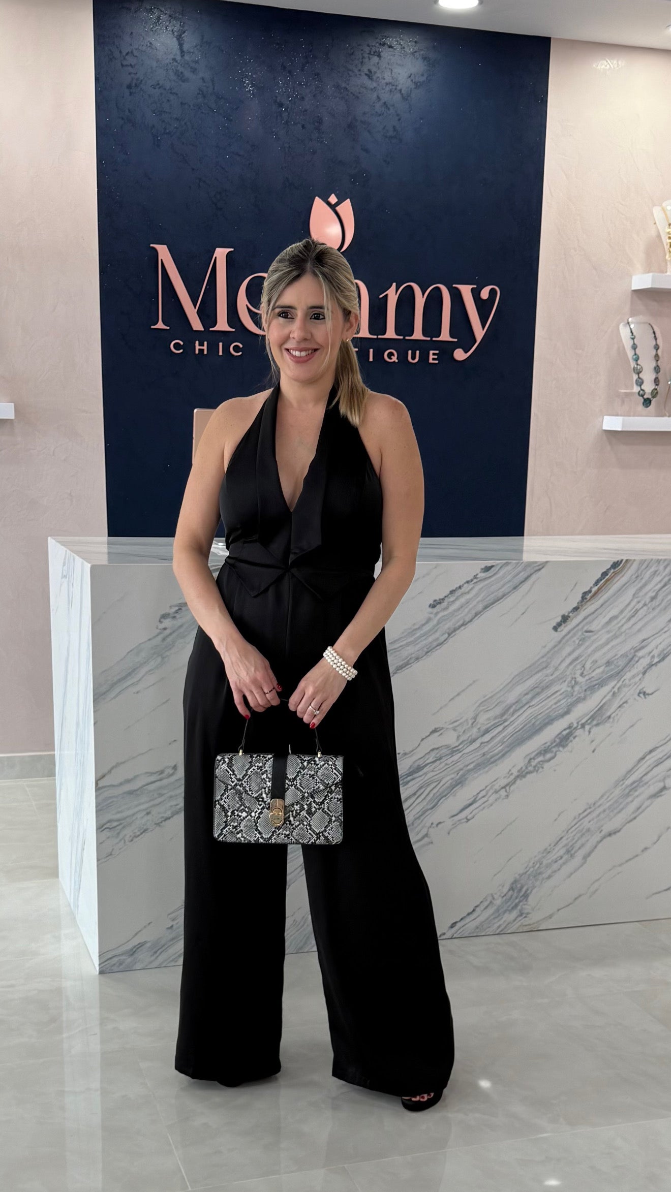 Halter Satin Vest Jumpsuit BLk