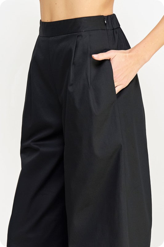 One Shoulder Bow Crop Top & Pant Black