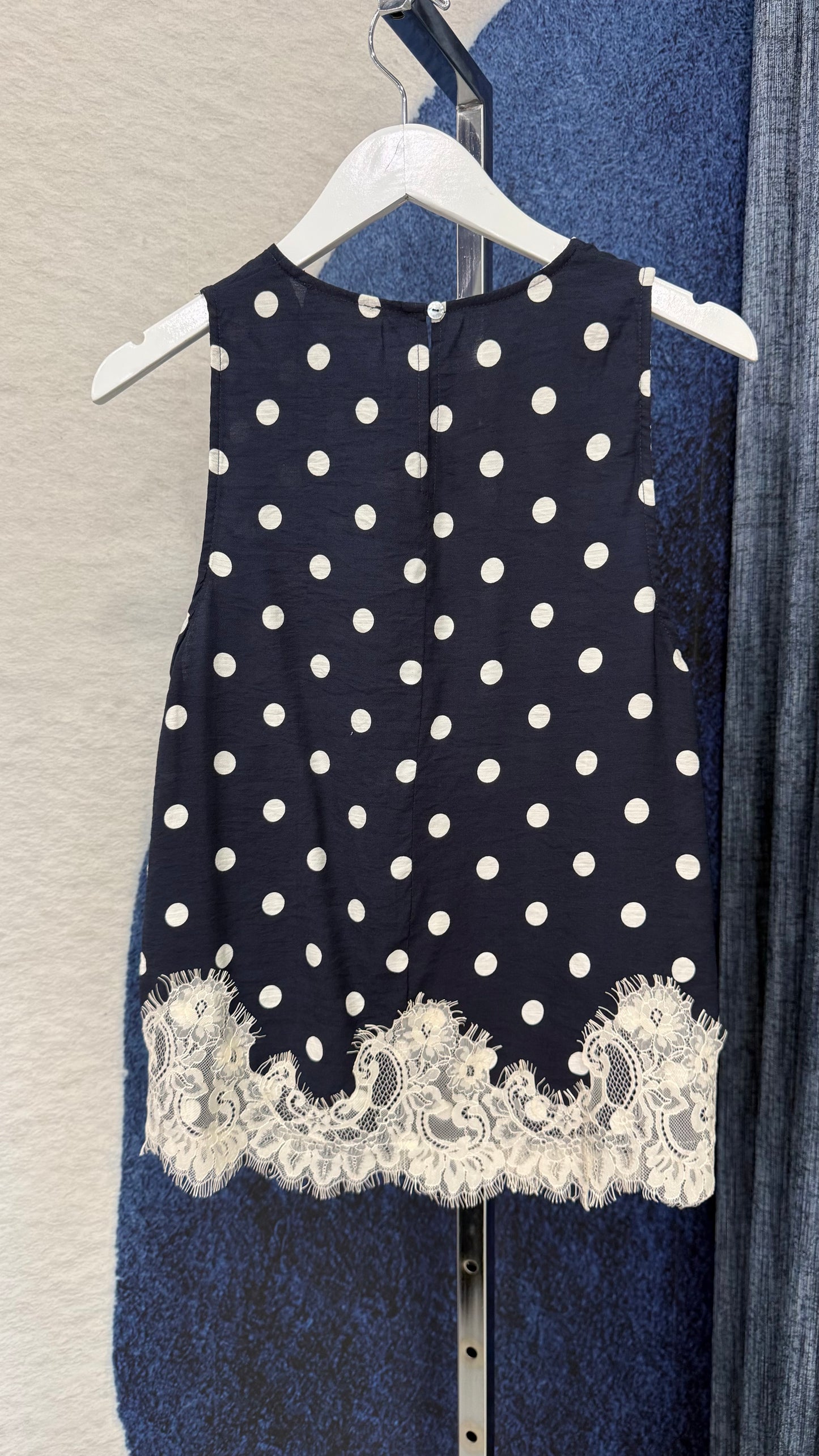 Polka Dots / Lace Top & Short Set Navy