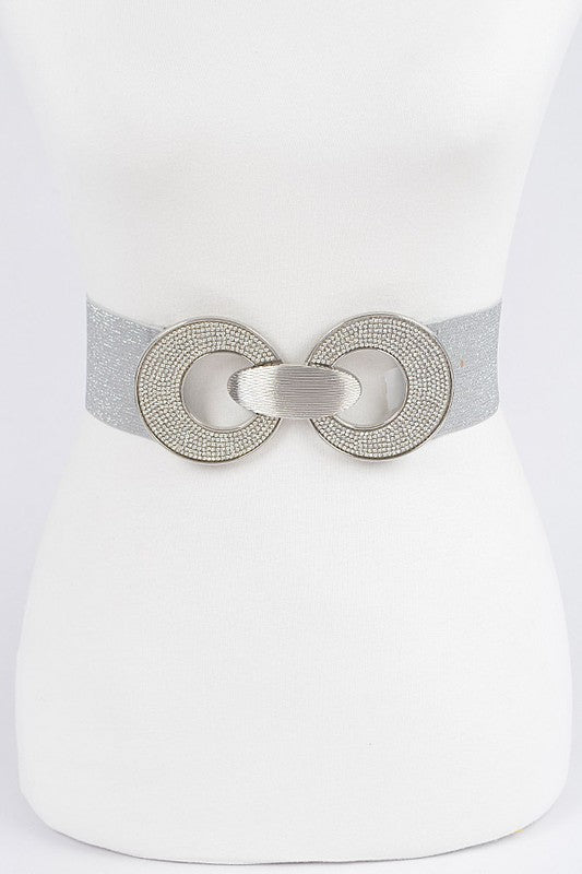 Rhinestone Buckle Elastic Belt