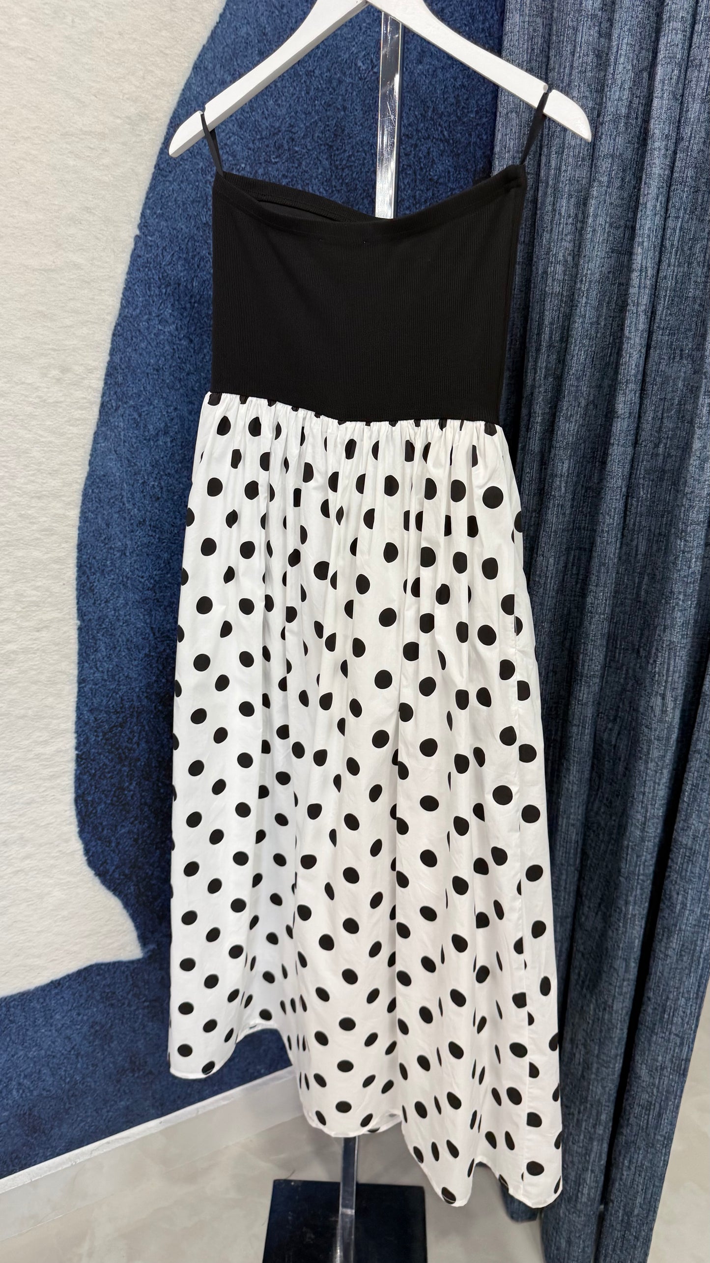 Polka Dots Midi Dress Black