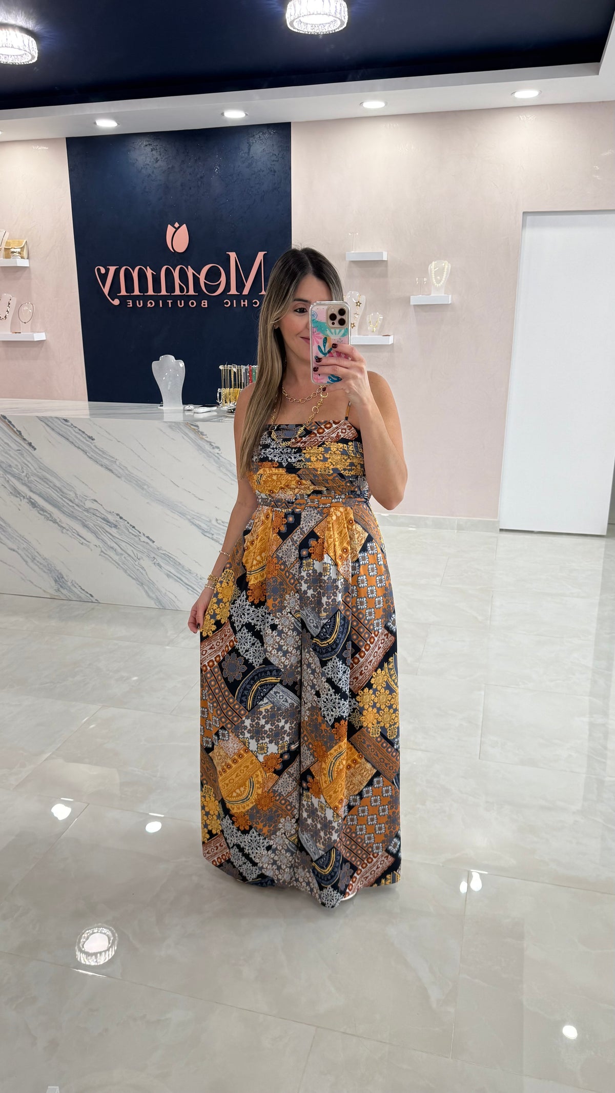 Satin Printed Cami Jumpsuit