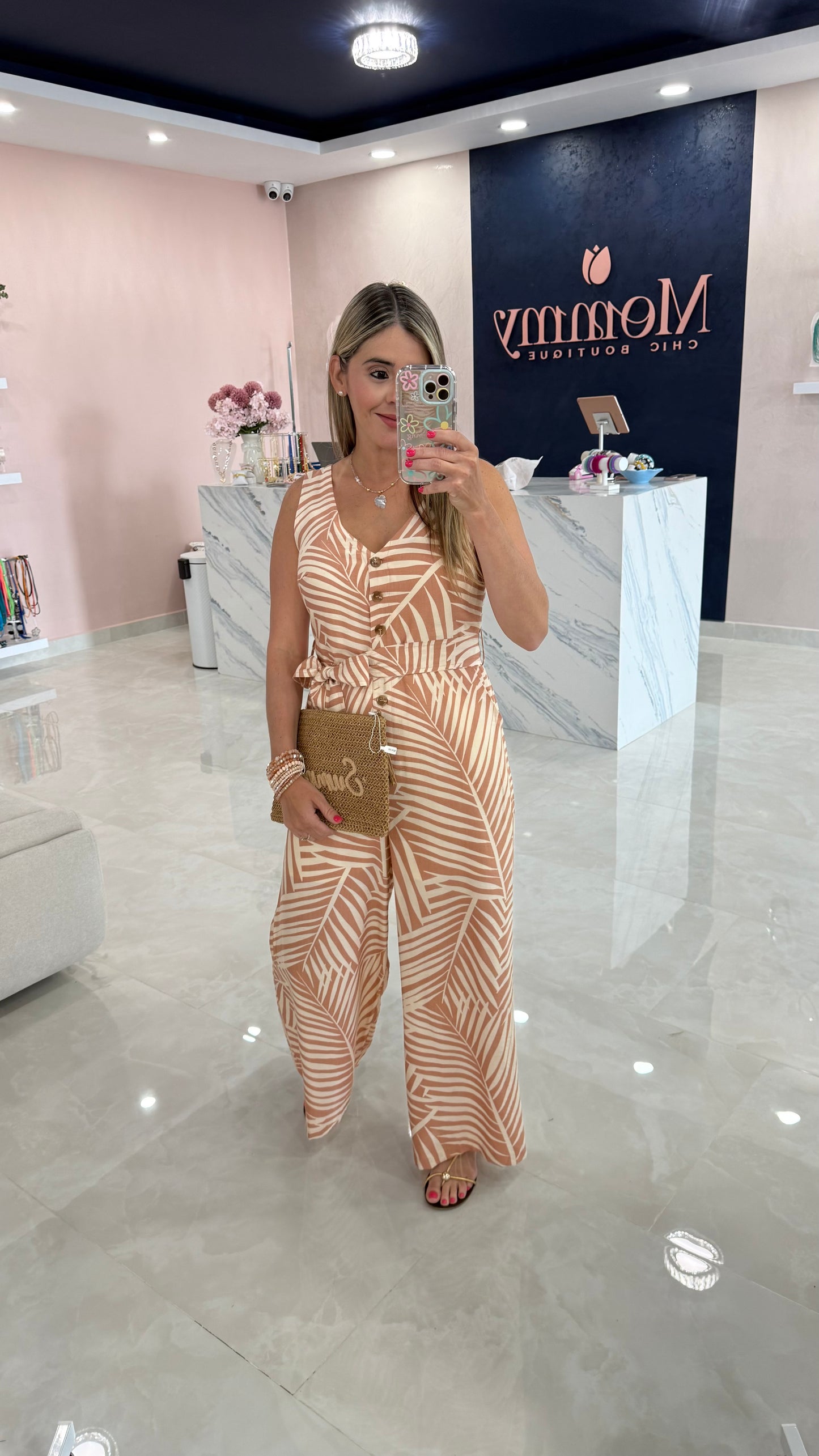 Printed Leaf Jumpsuit