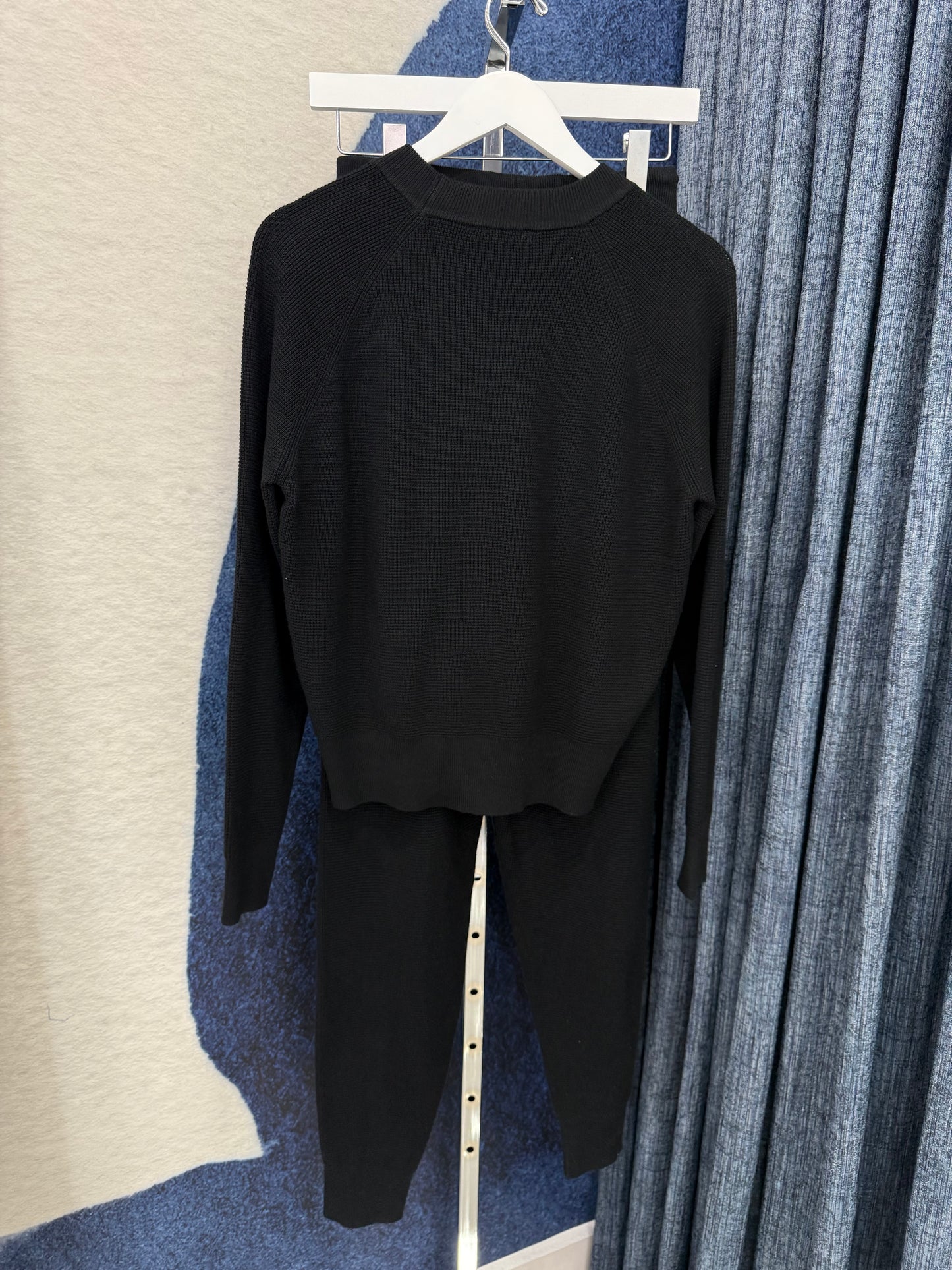 Pearl Detail Sweater Top & Jogger Pant Black