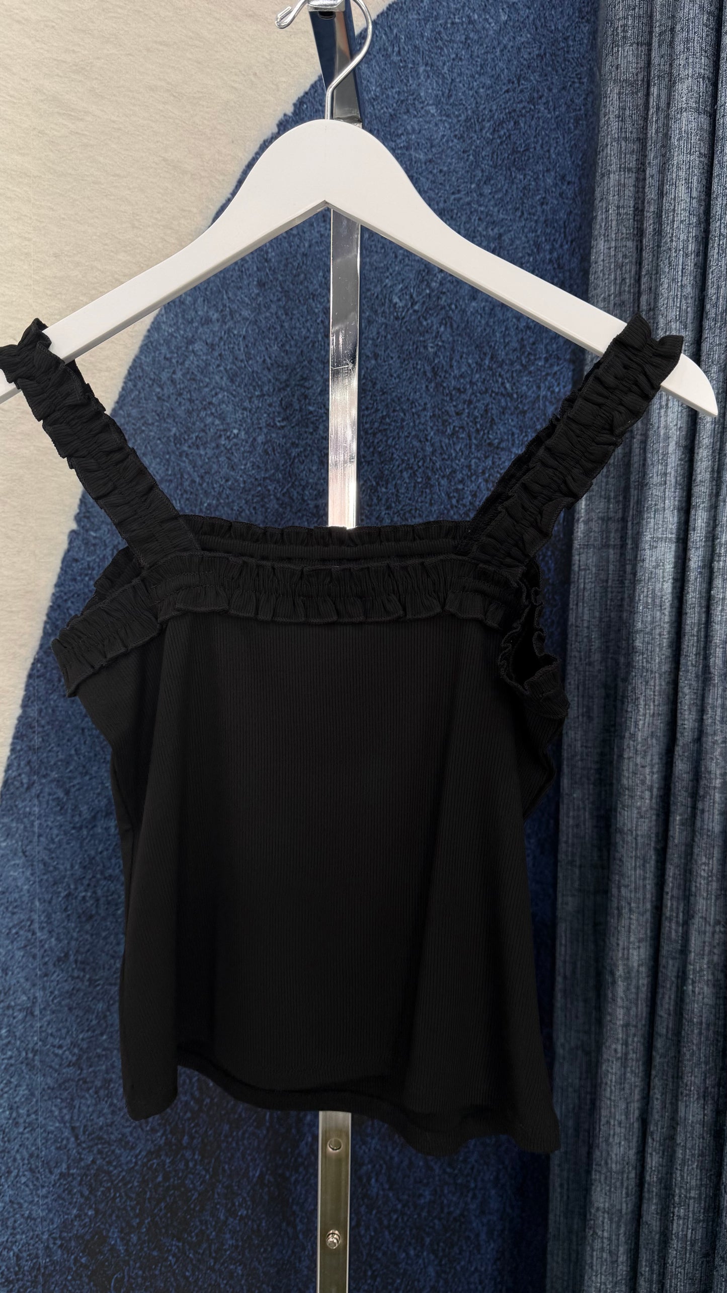 Ruffle Top Tank Black