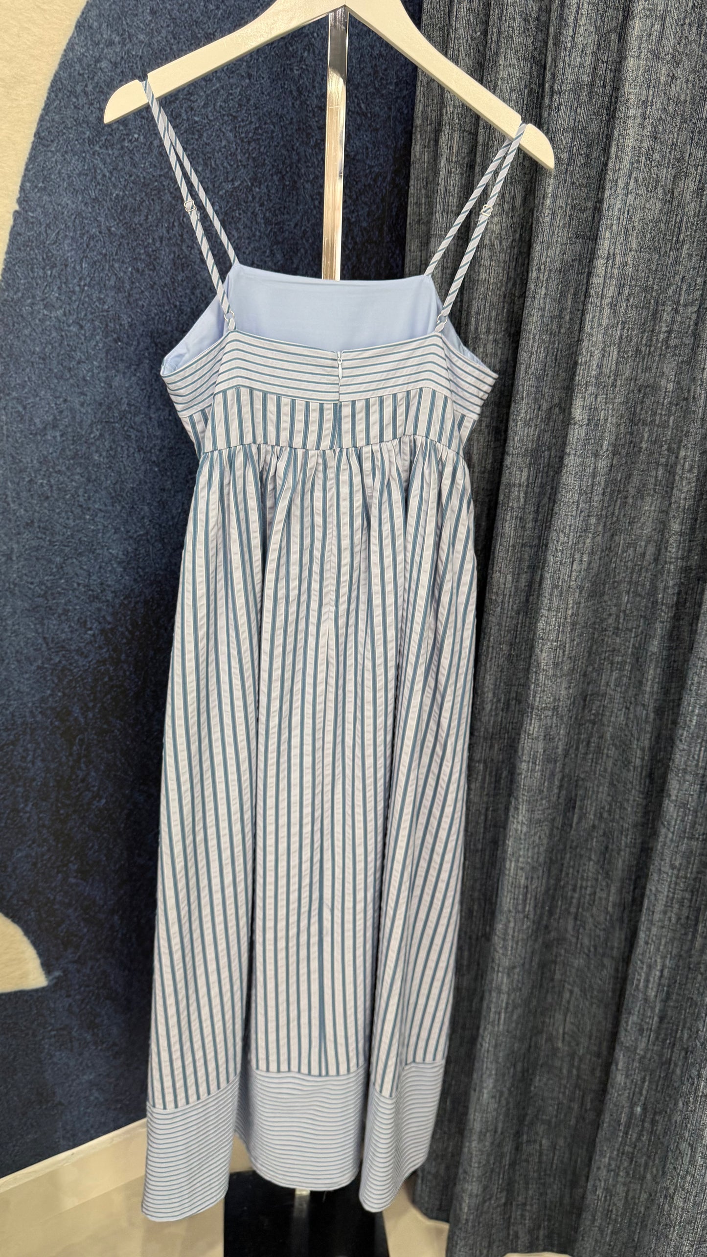 Striped Empire Waist Maxi Dress Blue