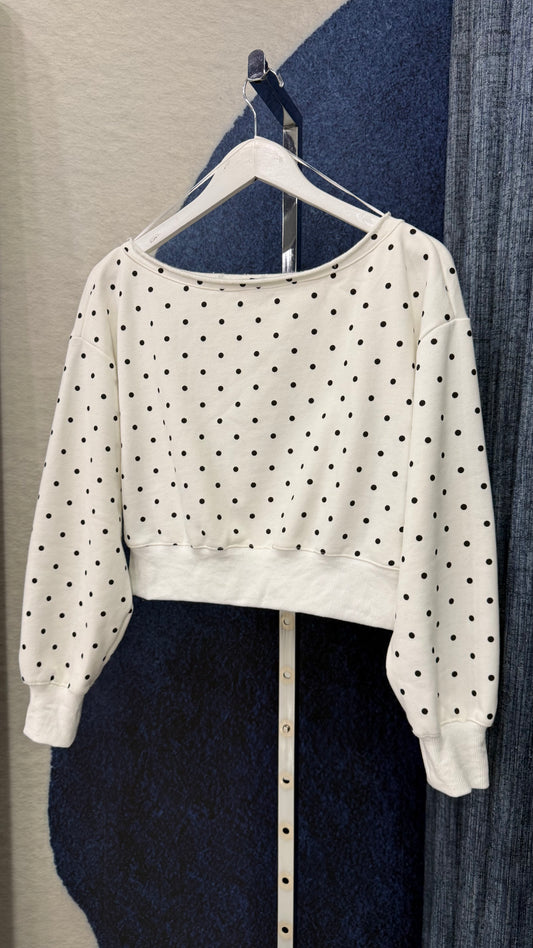 PRE ORDER Polka Dots Off Shoulder Sweatshirt